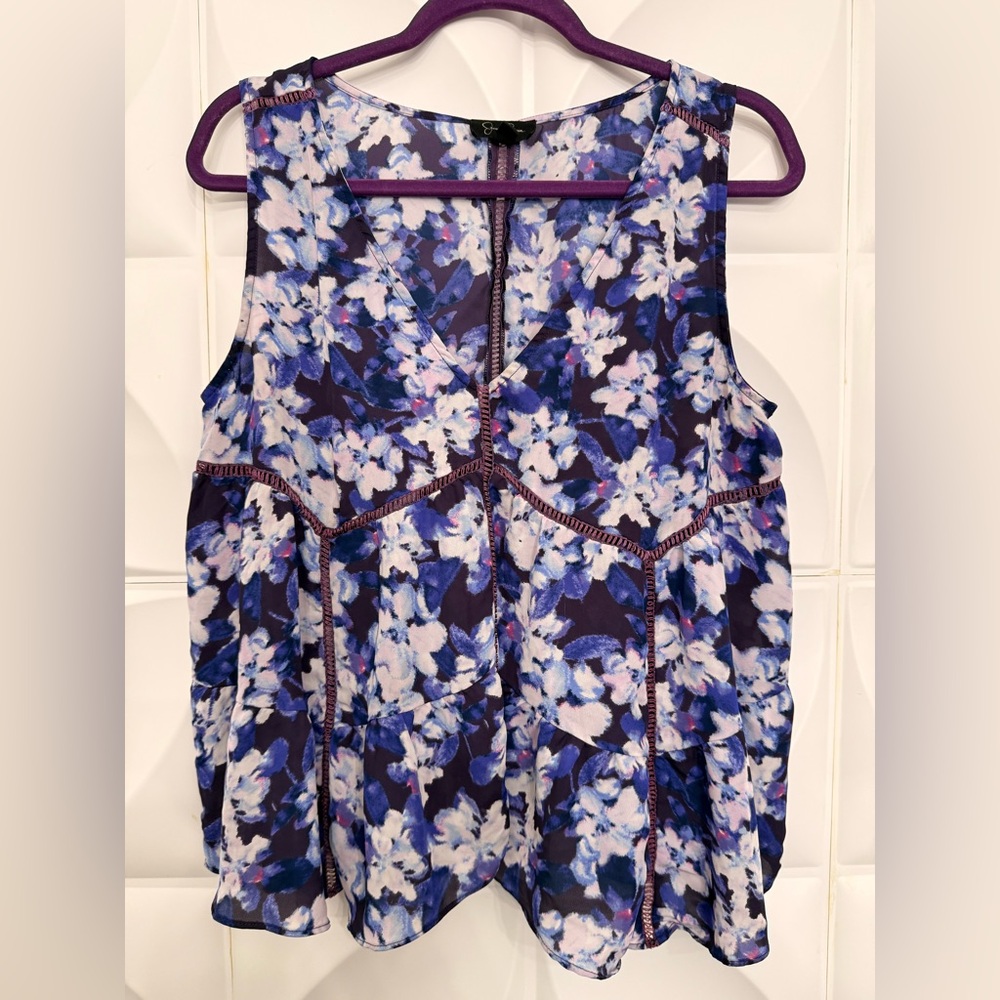 Jessica Simpson Purple and Blue Floral Top